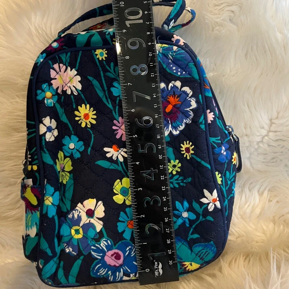 Vera Bradley Moonlight Garden Floral Quilted Insulated Lunch Bag Navy Blue
